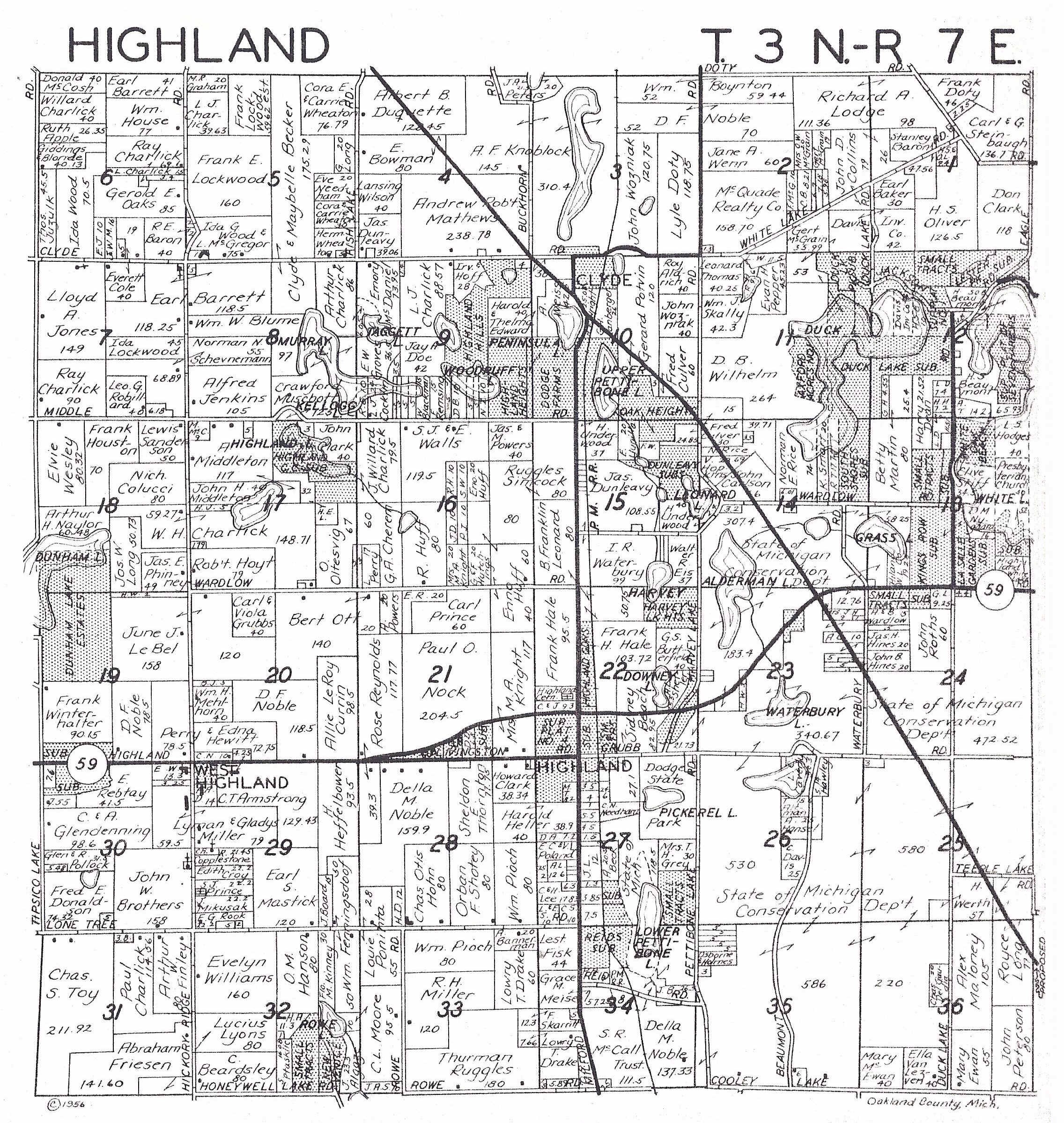 Highland Plat Map 1956